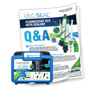 GLOSEAL Q&A Flyer Thumbnail GLOSEAL シーラント配合蛍光染料 チラシの表紙およびGLOSEALキット